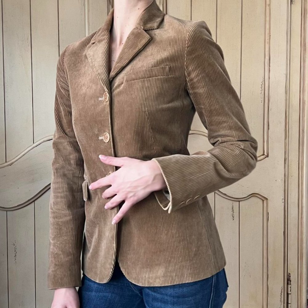 Theory tan corduroy fitted blazer